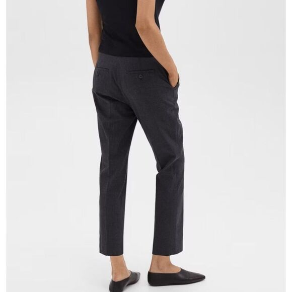 Theory Treeca Check Knit Black Plaid Wool-Blend Cropped Pants Women’s Size 4 - Picture 8 of 8